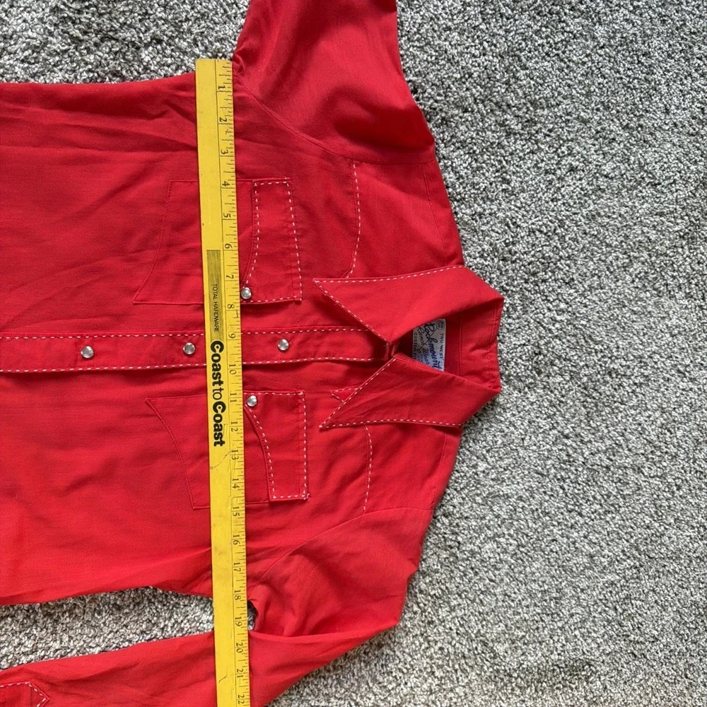 Vintage Pearl Snap Shirt Rockmount Ranch Wear Measure unisex small RED - Picture 11 of 16